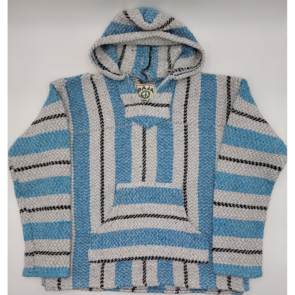 Vintage Baja Joe Indian Blanket Jacket Grunge Hoodie Size S Adult Hooded #C296‎